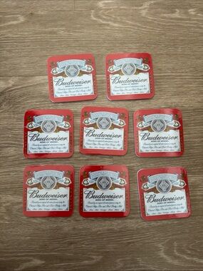 Vintage Budweiser King of Beers Melamine Coaster Set of 8 Retro Beer Memorabilia